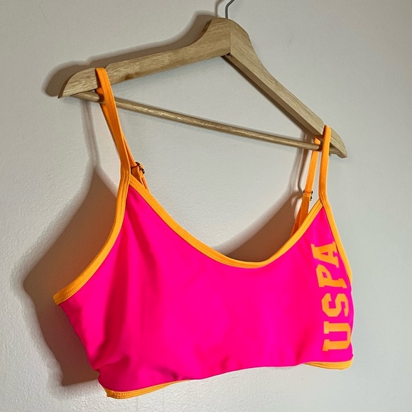 U.S. Polo Assn. Neon Pink & Orange Sports Bra Bikini Top XL - Picture 12 of 16